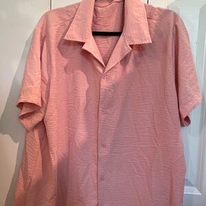 Men's XXL Light Pink Button Up with Crinkle Texture From Amazon